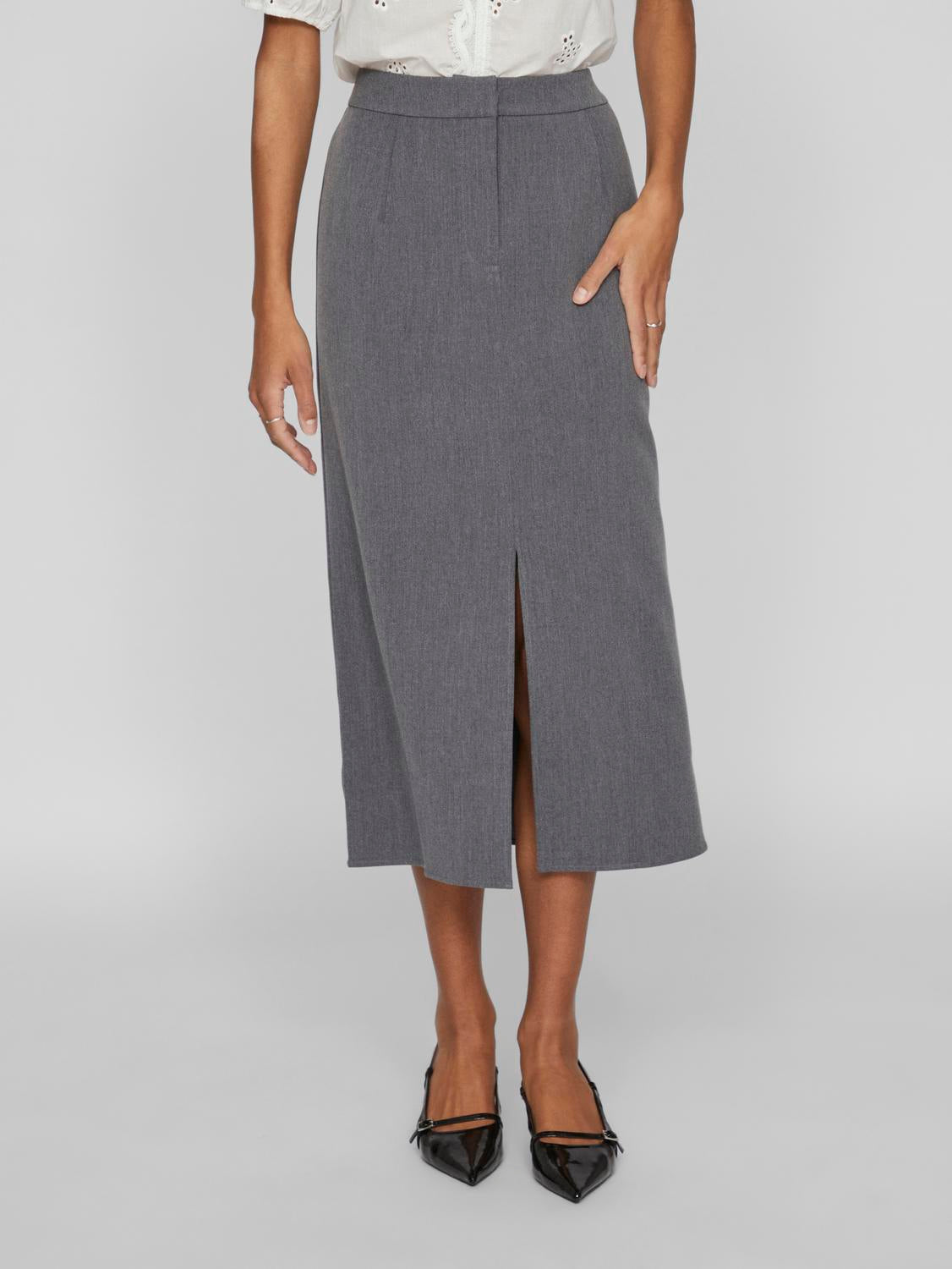 VIVARONE Long Skirt - Medium Grey Melange